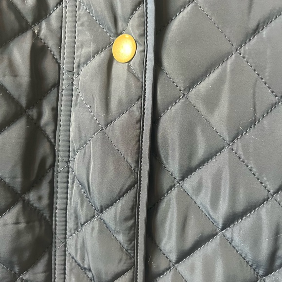 Talbots Navy Diamond Quilted Barn Chore Coat Jacket XL Snap Front hidden pockets - Picture 3 of 8